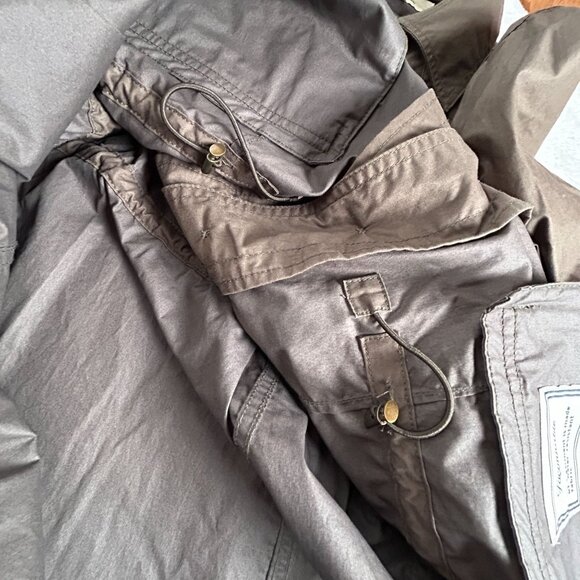 Faconnable Womens Brown Cotton Button Up Coat Jacket Pockets Drawstring Waist - Picture 6 of 9